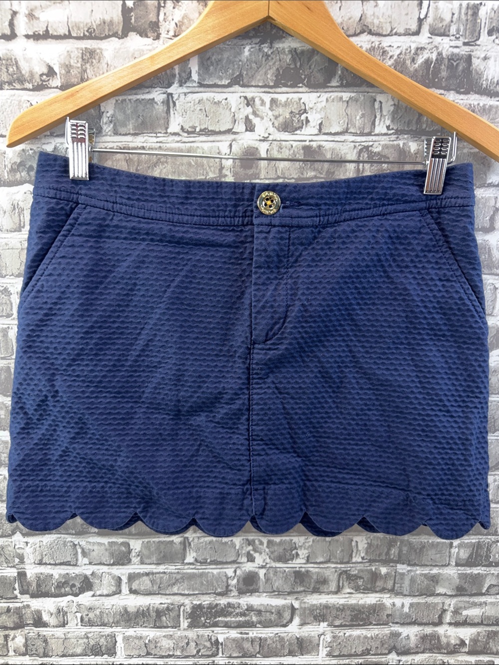 Lilly Pulitzer Navy Scalloped Hem Skort